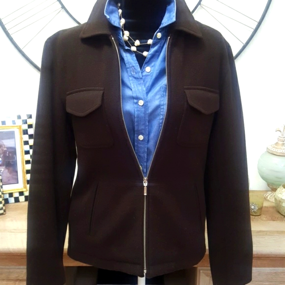 👧J.CREW Chocolate Brown Wool Jacket - Picture 2 of 6